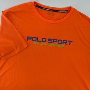 Polo Sport Ralph Lauren Mens XL Orange Performance Graphic T-Shirt Short Sleeve